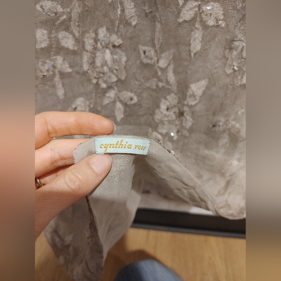 Cynthia Rose tan sequin and beaded scarf - Picture 5 of 6